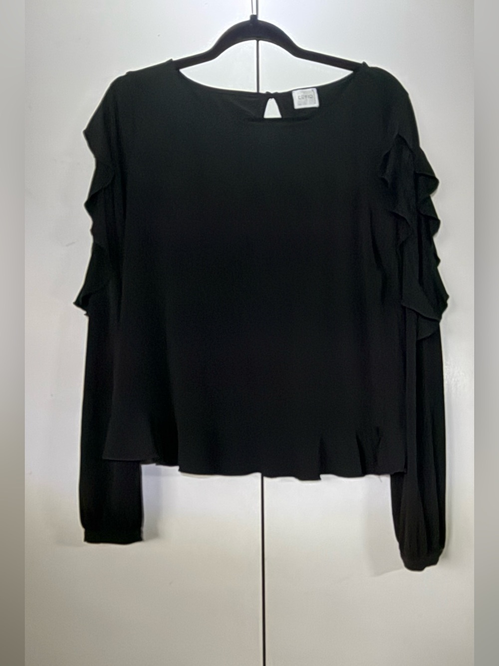 Black Ruffle Sleeve Women's Top